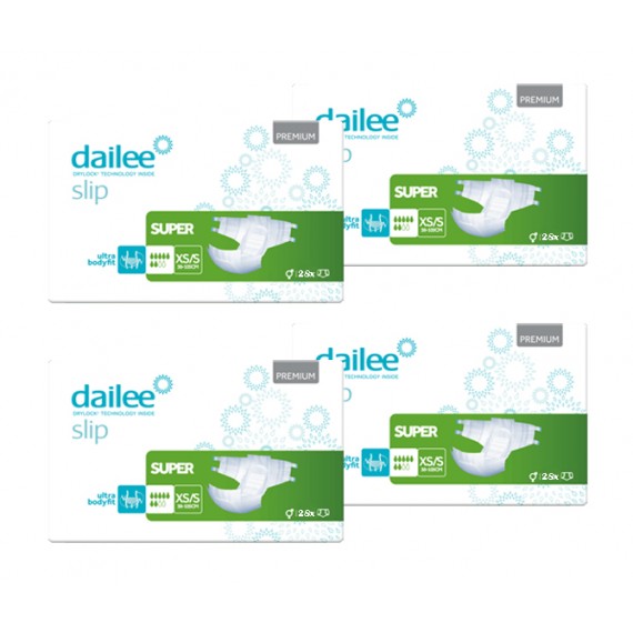 112Unid. Fralda Dailee Slip Premium Super XS-S (4x28Unid.)